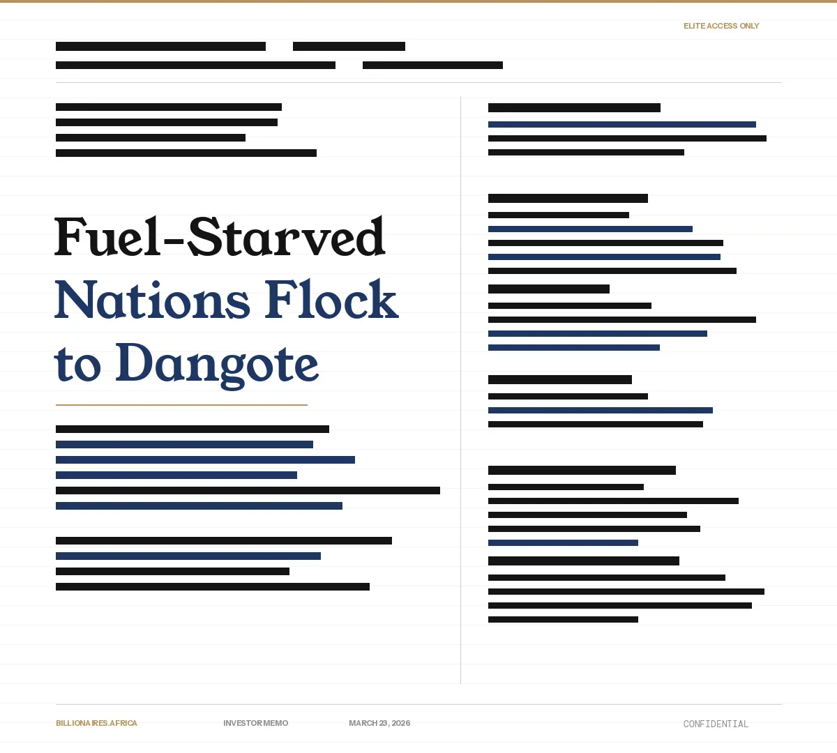 Investor Memo: Fuel-Starved Nations Flock to Dangote — How the War Is Redrawing Africa’s Energy Trade Map